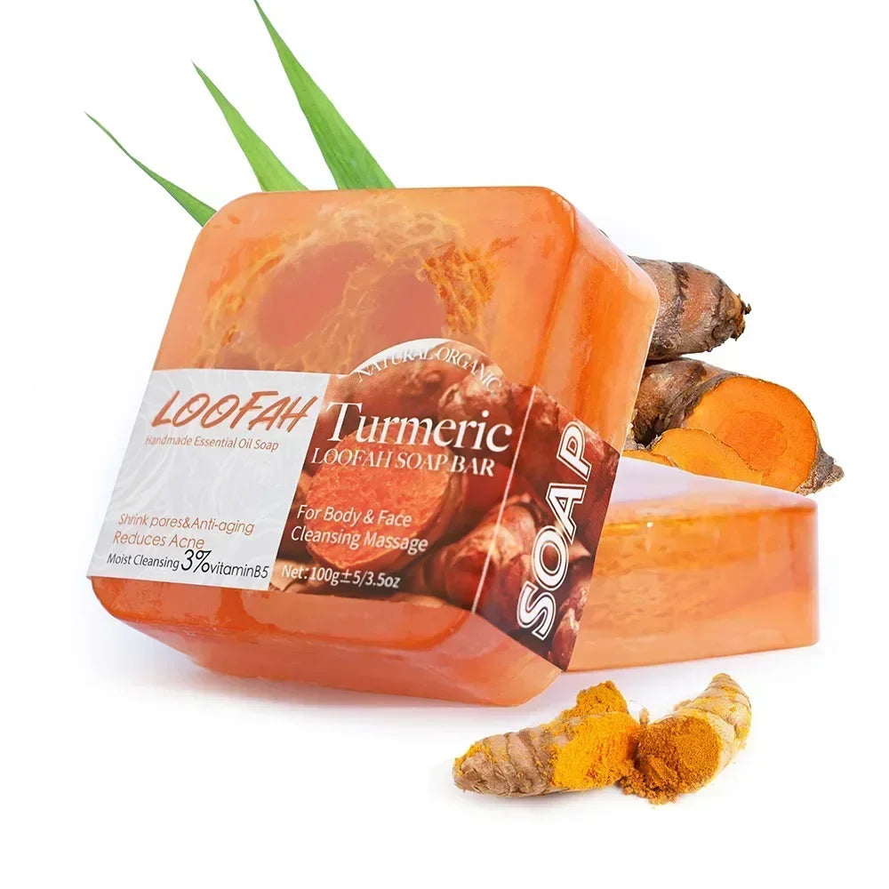 Handmade Soap Bar with Loofah – 3.53oz (100g) Essential Oil Bath Bar, Exfoliating & Nourishing Cleanser