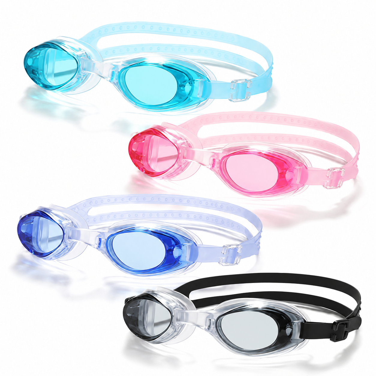 Anti Fog UV Swim Goggles with Ear Plugs & Case for Adults Kids