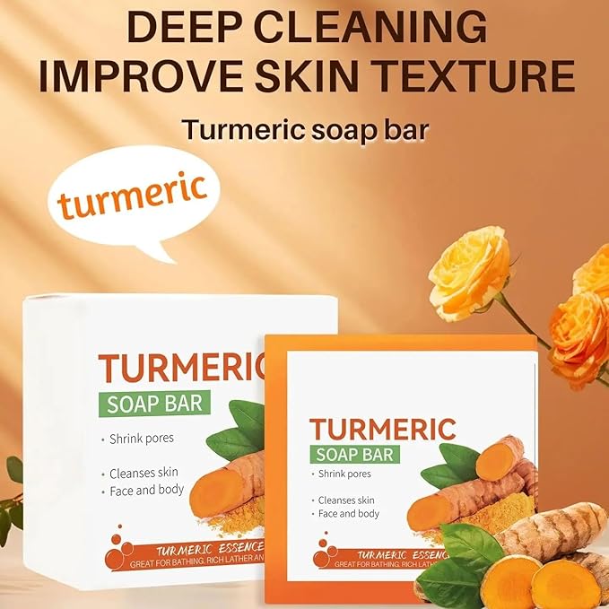 Handmade Turmeric Soap Bar 3.53oz / 100g – Natural Face & Body Cleanser for Radiant, Healthy Skin – Gentle Exfoliating Bath Bar for All Skin Types