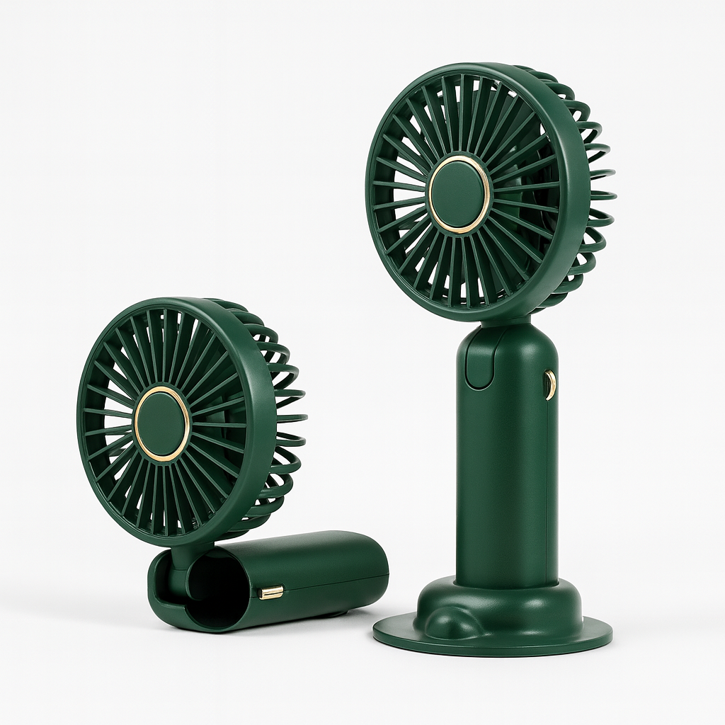 Handheld Mini Fan 3000mAh, Foldable 5-Speed USB Rechargeable, Neck-Hanging/Desk, Phone Stand & LED Display