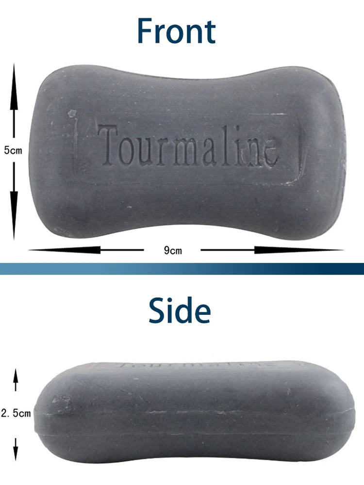 Tourmaline Soap Bar – Natural Bamboo Charcoal Handmade Face & Body Soap, 3.53oz/100g, Anti-Acne & Blackhead Cleanser