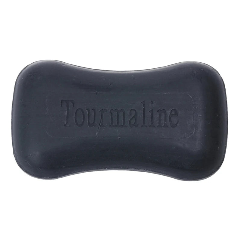 Tourmaline Soap Bar – Natural Bamboo Charcoal Handmade Face & Body Soap, 3.53oz/100g, Anti-Acne & Blackhead Cleanser