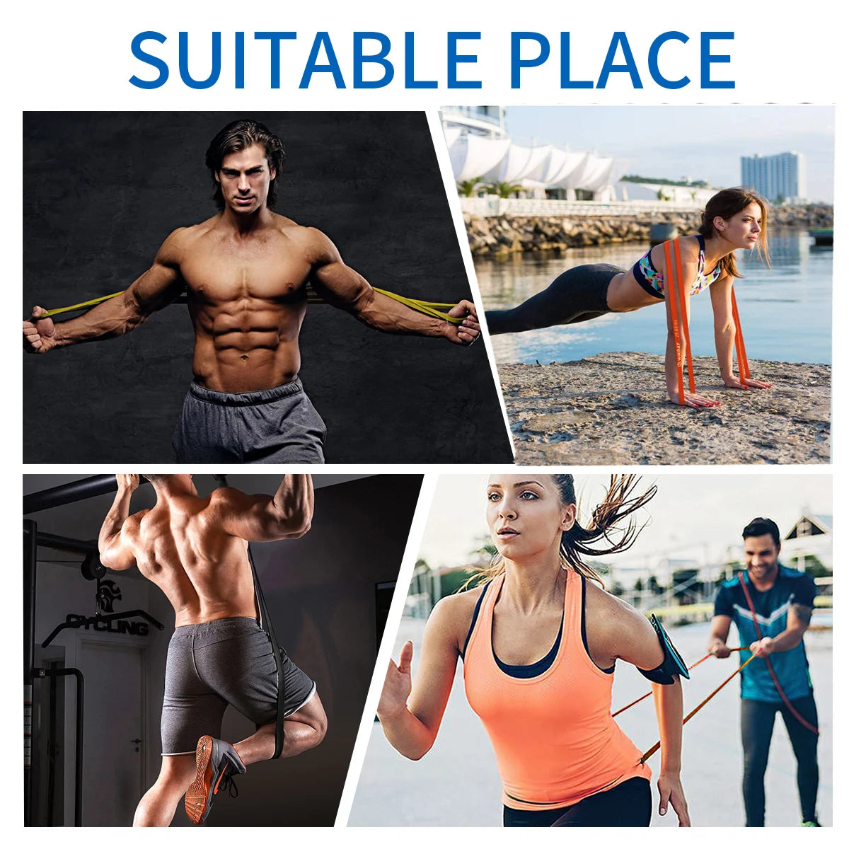 Natural Rubber Resistance Bands Fitness Rally Body Building Yoga Pull Up Belt 41" 208cm