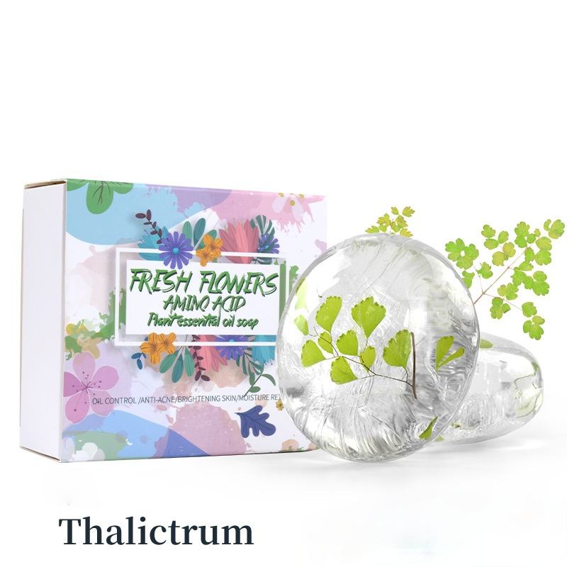 2.82oz / 80g Transparent Handmade Soap with Real Fresh Flower – Amino Acid Infused Moisturizing & Hydrating Facial & Body Bar