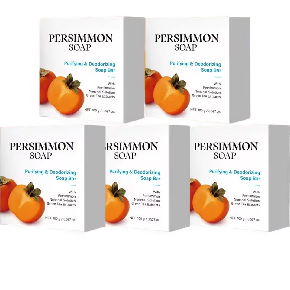 Persimmon Soap Bar with Green Tea Extract – Deodorizing & Purifying Soap for Body Odor, Face & Hand Wash –
