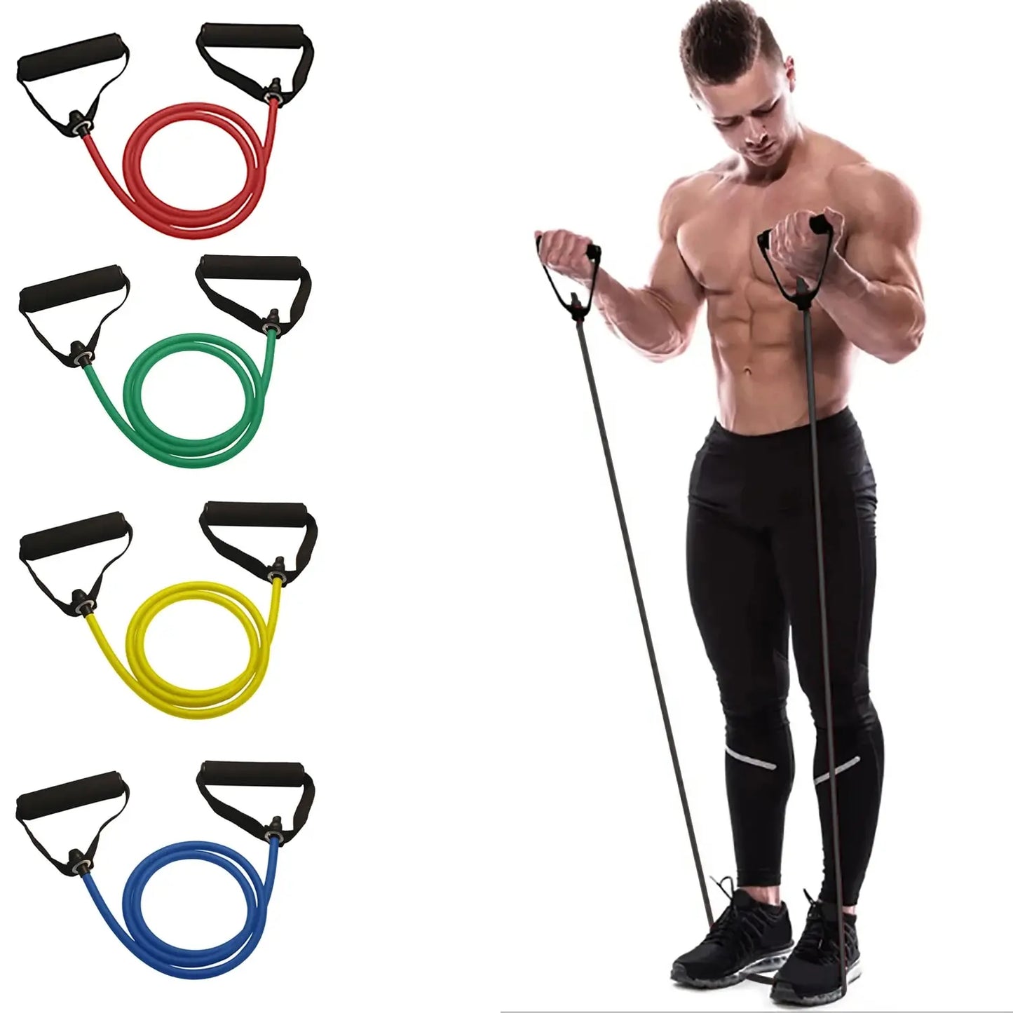 Resistance Bands with Handles for Men & Women, Exercise Bands for Home Workouts & Strength Training, Portable Workout Bands for Full-Body Fitness & Home Gym