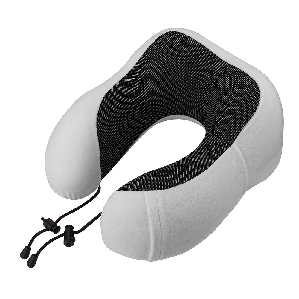 Memory Foam Travel Neck Pillow, U-Shaped 360-Degree Support, 100% Cotton Cover, Airplane Car Office Cushion for Men & Women