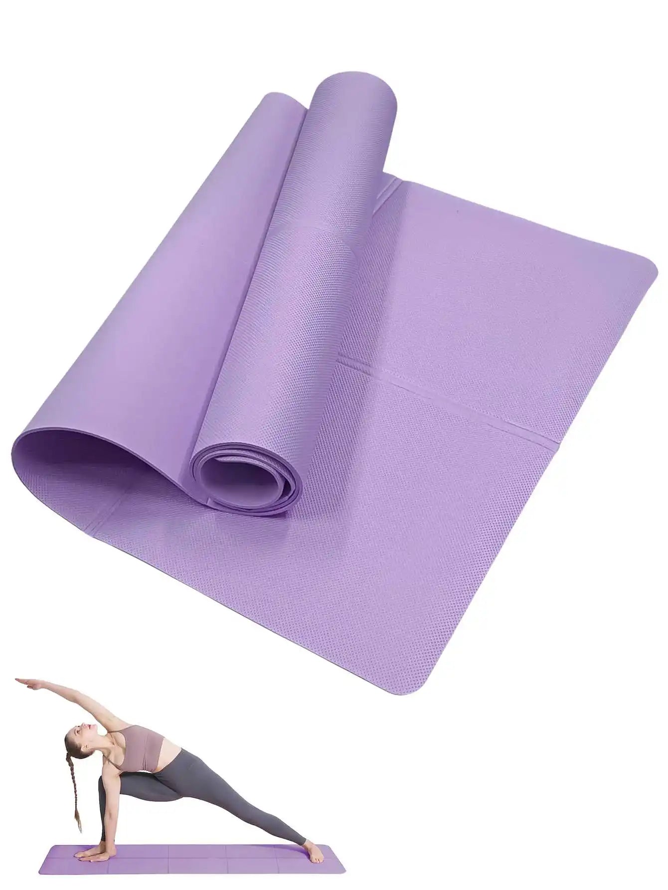 Non-Slip Yoga Mat, Pilates Exercise Mat 3/4/6mm, 173 x 61 cm EVA, Lightweight Travel Workout Mat for Home Gym, Women & Men