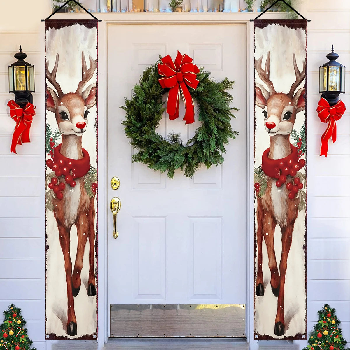 Christmas Santa Claus Snowman Door Couplet Merry Christmas Decoration for Home 2025 Elk Door Banner Navidad Natal New Year 2026