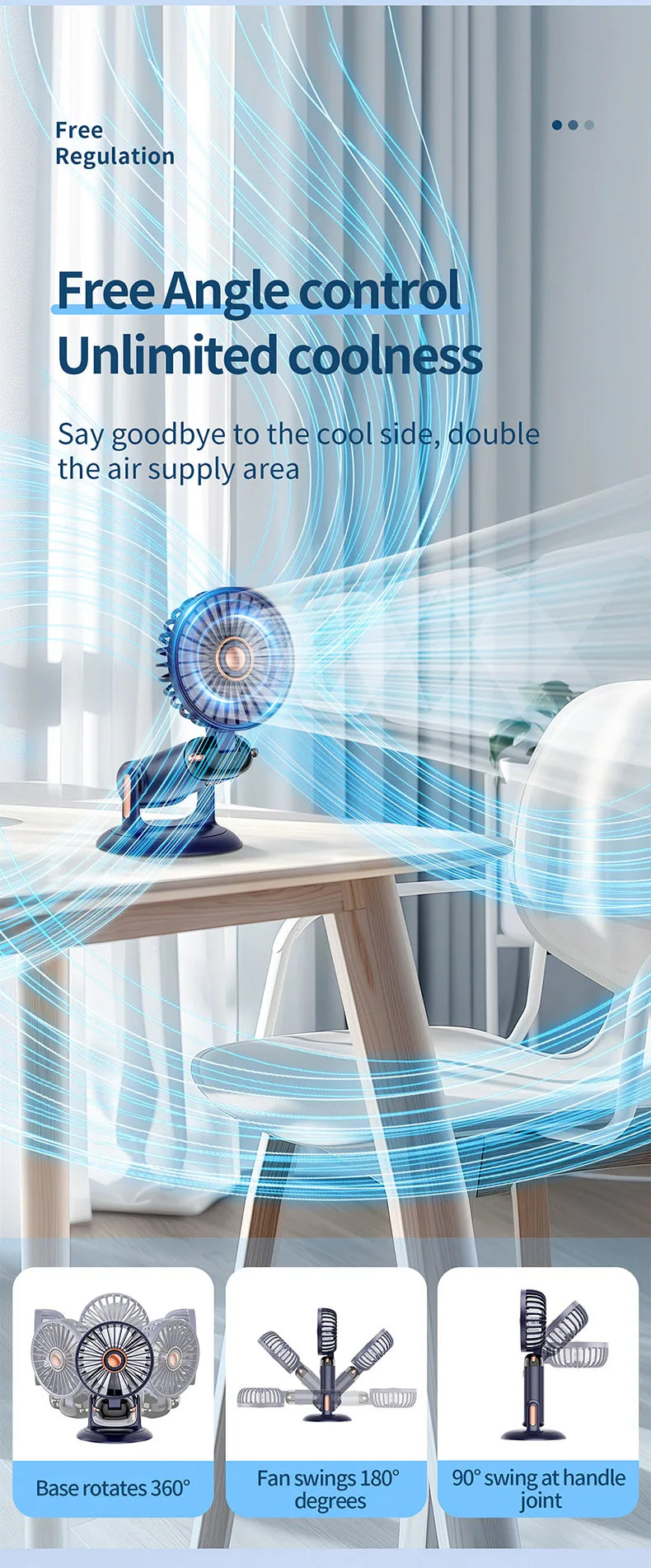 Handheld Mini Fan 3000mAh, Foldable 5-Speed USB Rechargeable, Neck-Hanging/Desk, Phone Stand & LED Display