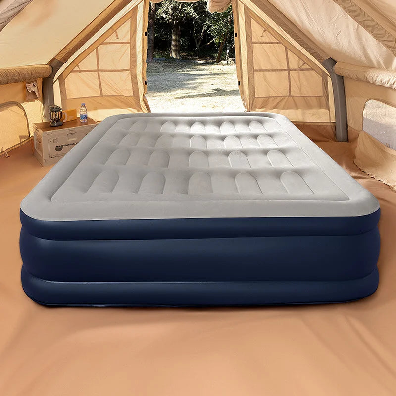 1-2 Person Automatic Inflatable Air Mattress with Built-In Pump, Thick PVC Camping Bed for Indoor Outdoor Use, Portable Sleeping Mat for Travel & Home