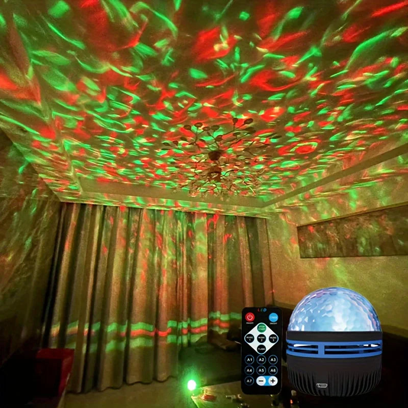 Galaxy Projector Night Light, LED Star & Ocean Wave Projector with Remote, RGB Colors, Auto-Rotate, USB Powered Ceiling Starlight for Bedroom, Kids, Nursery & Home Decor