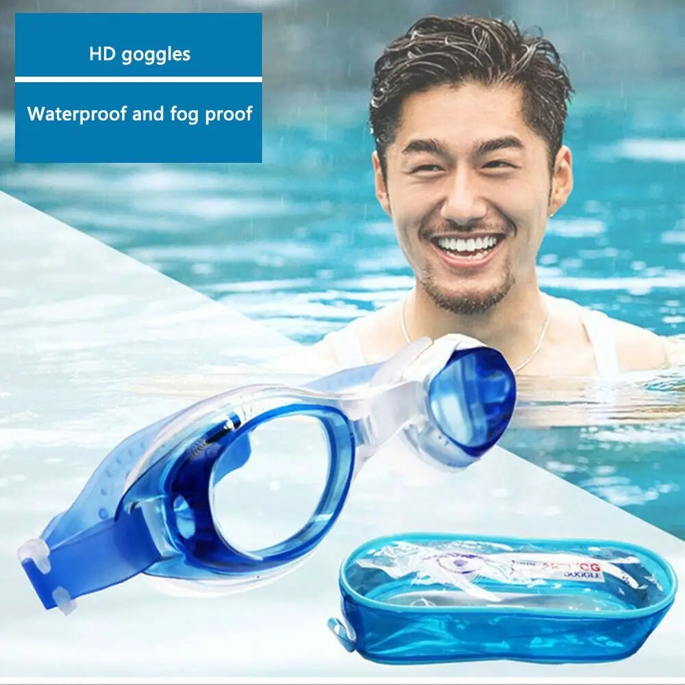 Anti Fog UV Swim Goggles with Ear Plugs & Case for Adults Kids
