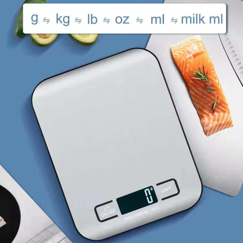 Digital Kitchen Food Scale 5kg/11lb, 1g Precision, Stainless Steel Platform, Backlit LCD, Tare & 6 Units (g/kg/oz/lb:oz/mL), Auto-Off for Baking, Coffee, Meal Prep & Jewelry