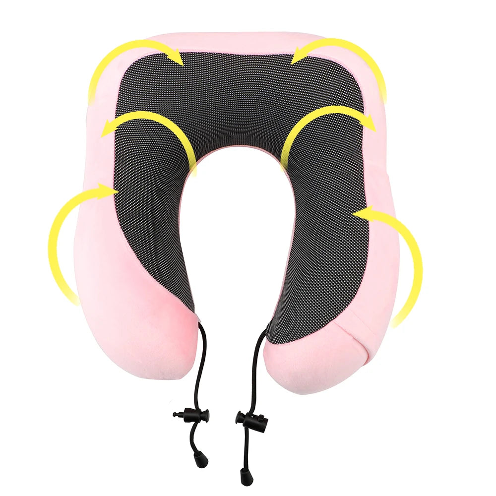 Memory Foam Travel Neck Pillow, U-Shaped 360-Degree Support, 100% Cotton Cover, Airplane Car Office Cushion for Men & Women