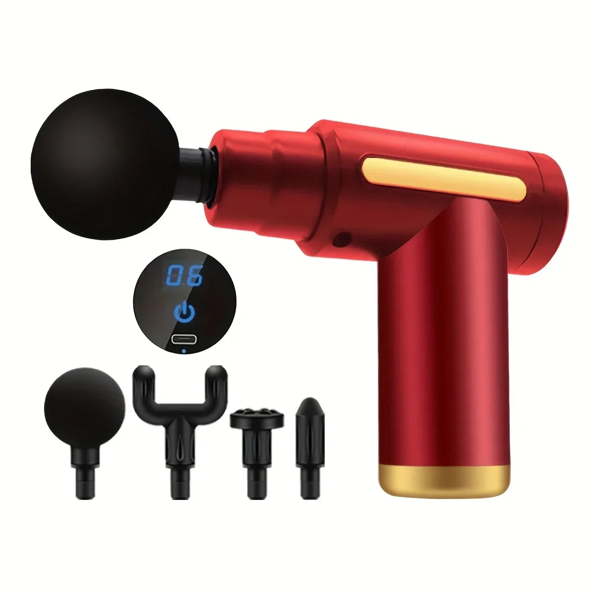 Mini Massage Gun, Deep Tissue Percussion Massager, Portable, LED Display, 6 Speeds, Quiet, Long Battery Life
