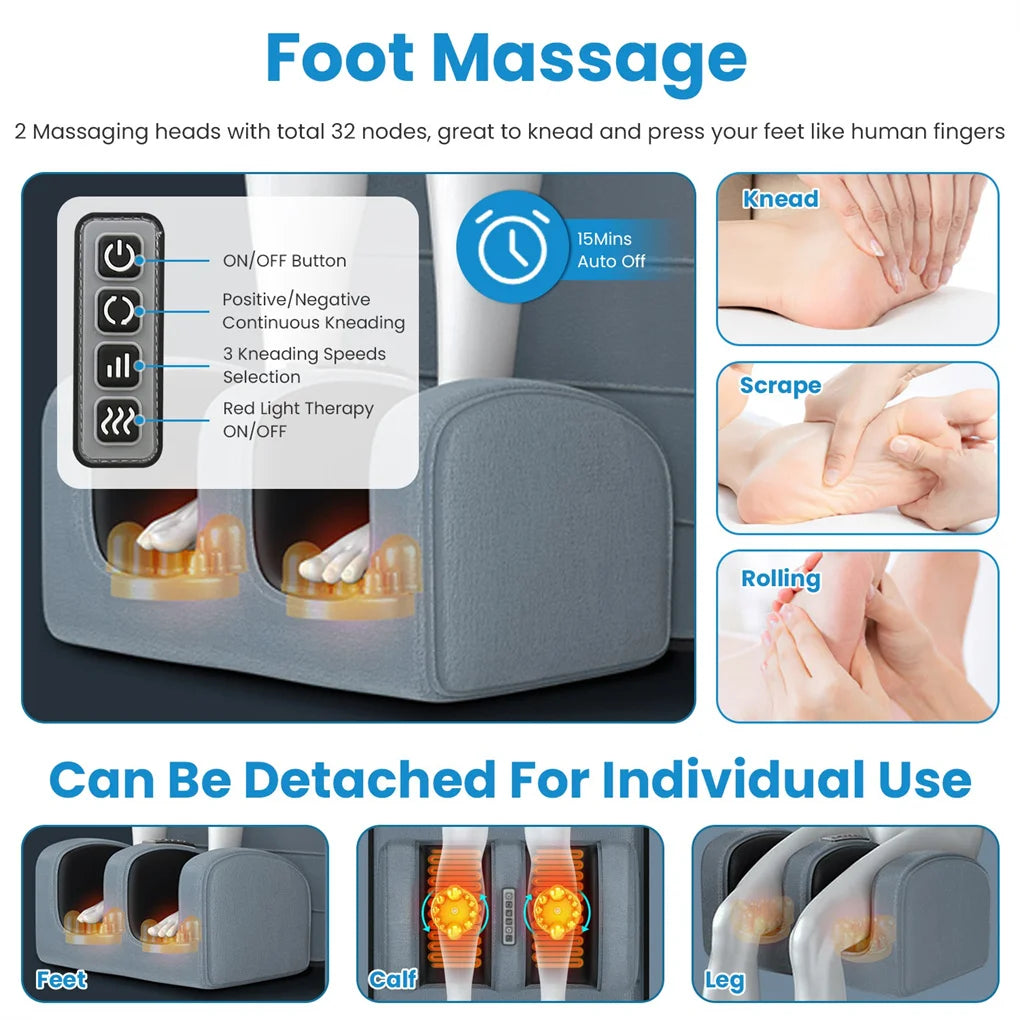Full Body Massage Mat with Heat – Electric Vibration Pad for Back, Neck, Foot & Lumbar Support, Foldable Cushion Mattress with Detachable Massagers & Timer