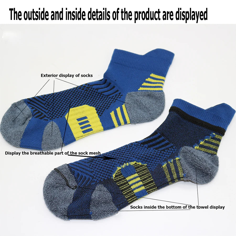 3 Pairs Non-Slip Sports Socks – Professional Quick-Dry Athletic Ankle Socks, Towel Cushion for Running, Training & Gym – Men & Women