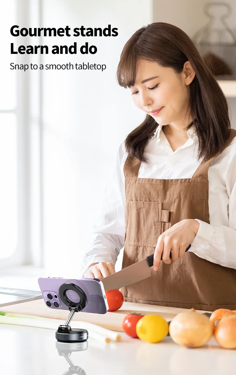 New 360° Rotation Folding Magnetic Car Phone Holder With Vacuum Suction Cup For iPhone 12-16 Series Car/Gym/Driving Phone Holder