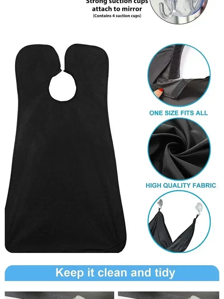 Beard Bib & Hair Catcher, No-Mess Shaving Cape, Mirror Suction Cups, Sink & Counter Cleanup