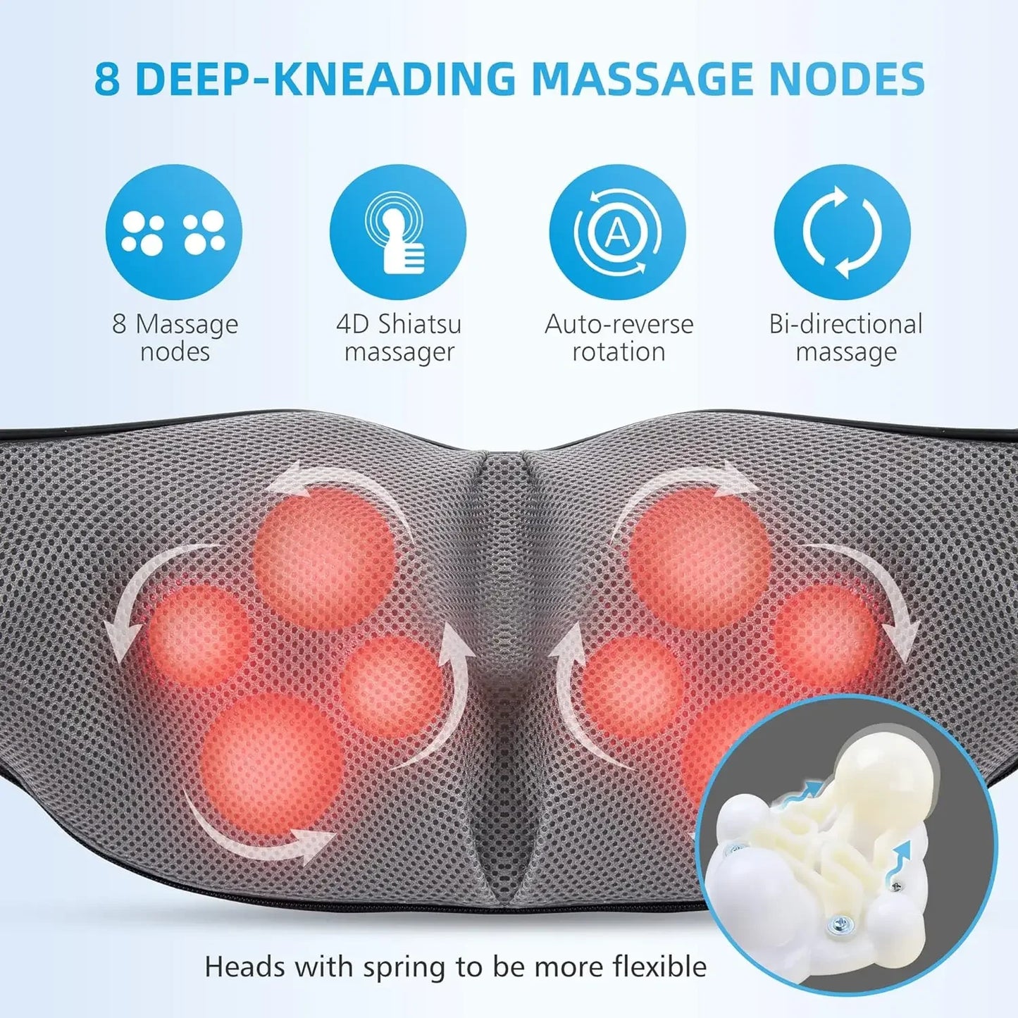 Heated Shiatsu Neck and Back Massager – Portable Deep Kneading Electric Massage Shawl for Shoulders, Waist, Legs & Full Body Muscle Relief