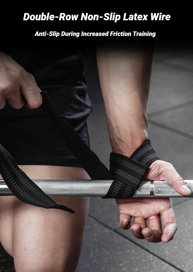 2PCS Weight Lifting Straps with Silicone Grip, Non-Slip Deadlift Straps for Pull-Ups, Dumbbells, Powerlifting & Gym Workouts, Wear-Resistant Wrist Support