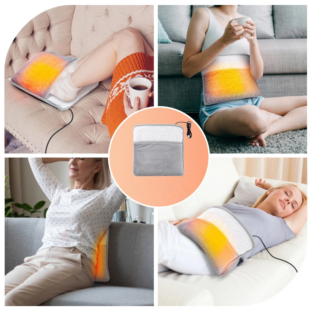 USB Heated Foot & Hand Warmer Pad - Soft Portable Electric Heating Pad for Home & Office Use