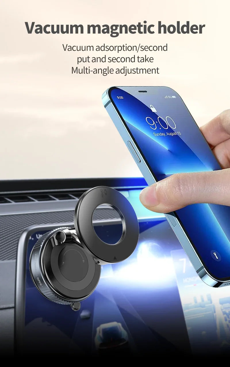 New 360° Rotation Folding Magnetic Car Phone Holder With Vacuum Suction Cup For iPhone 12-16 Series Car/Gym/Driving Phone Holder