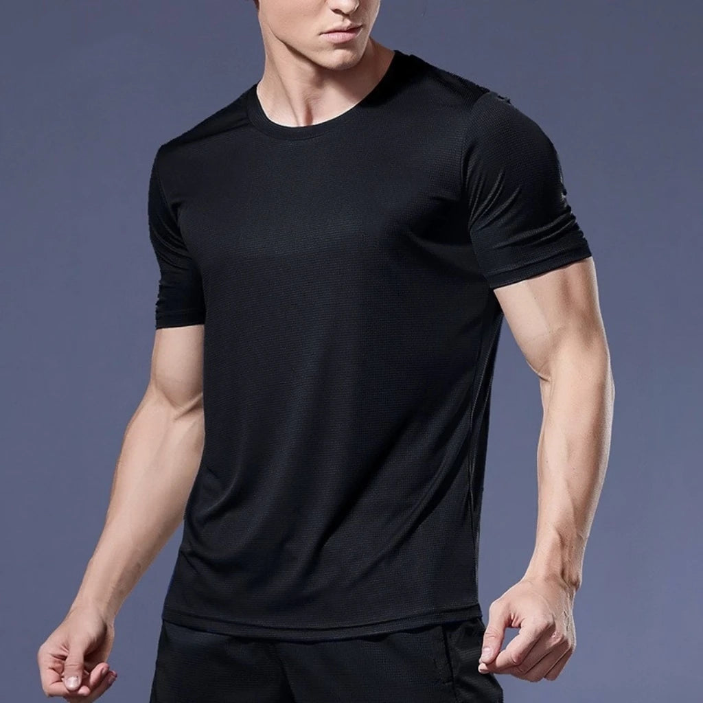 Men’s Gym T-Shirt Quick Dry Short Sleeve Sports Shirt – Bodybuilding, Running, Workout, Football Training Tee