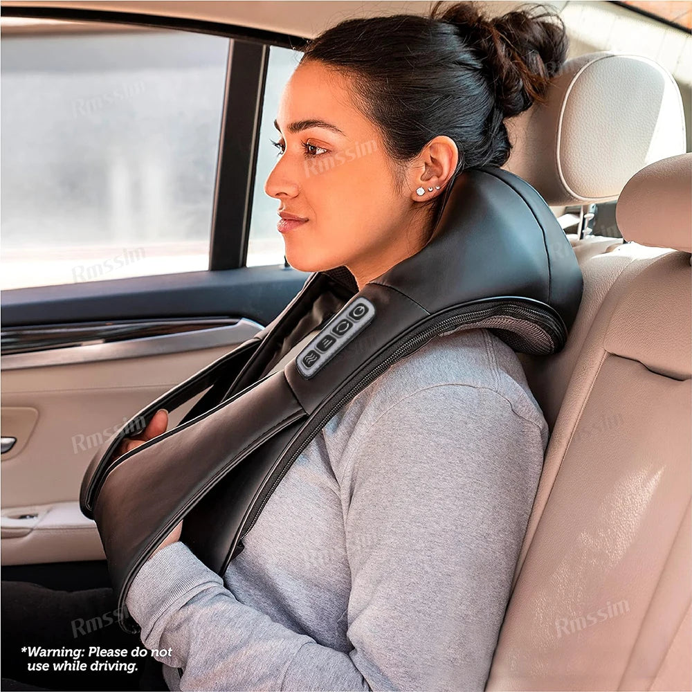 Heated Shiatsu Neck and Back Massager – Portable Deep Kneading Electric Massage Shawl for Shoulders, Waist, Legs & Full Body Muscle Relief