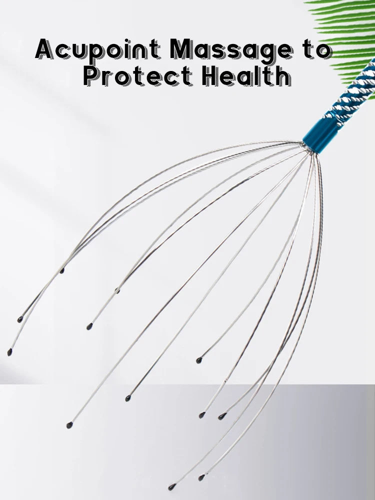 Octopus Scalp Head Massager, Manual Head Scratcher with Soft Rubber Tips, Portable Stress-Relief Massage Tool, 1 Pack