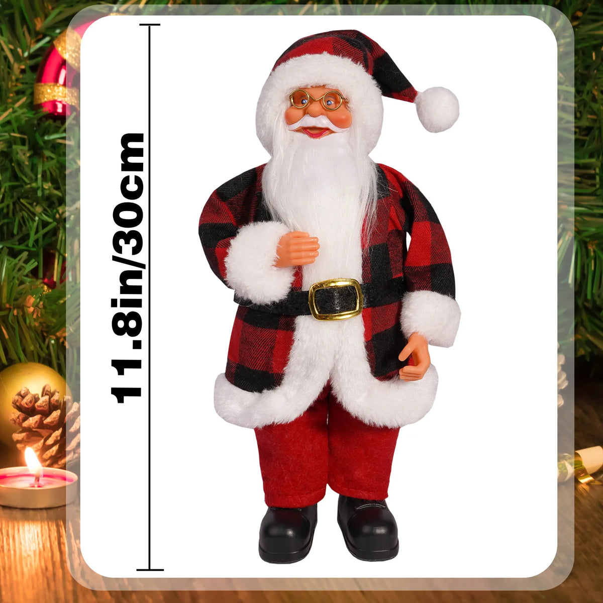 Christmas 12 Inch Santa Claus Cute Creative Holiday Decoration Desktop Novelty Toy Cartoon Doll Standing Posture Mascot