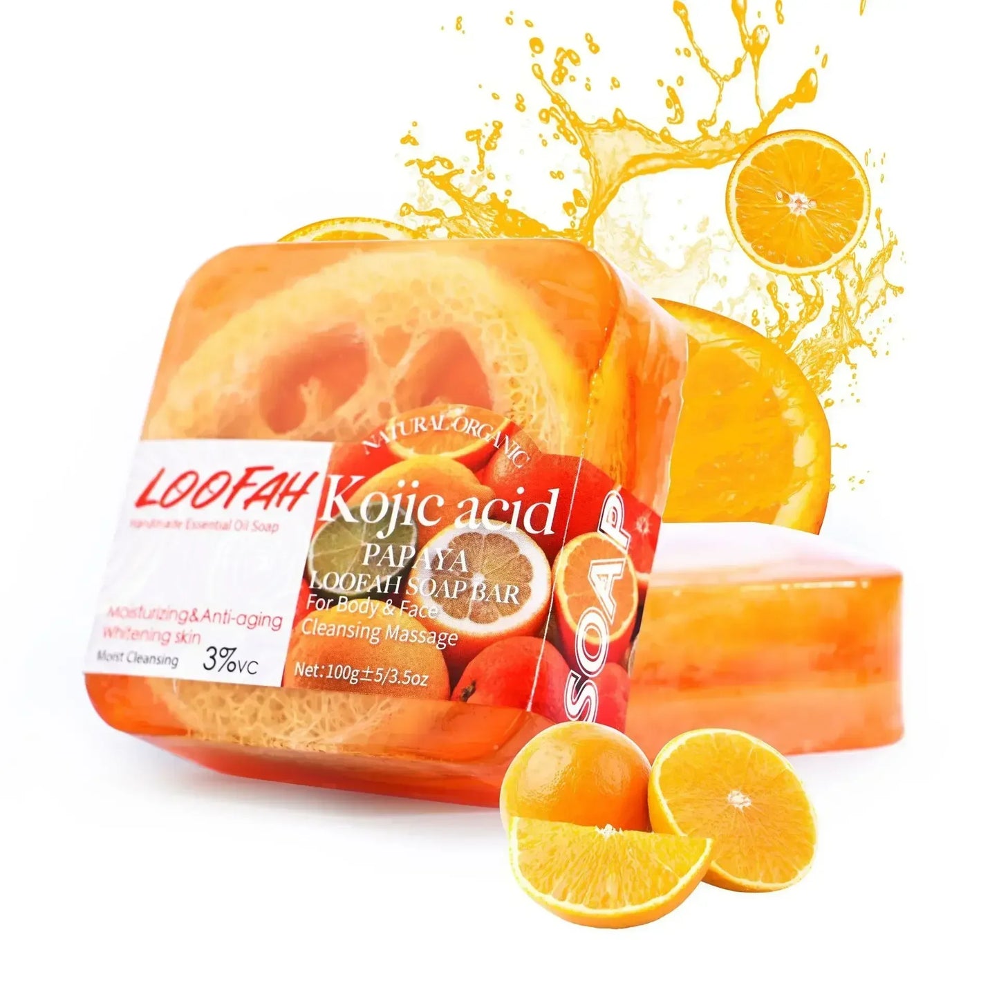 Handmade Soap Bar with Loofah – 3.53oz (100g) Essential Oil Bath Bar, Exfoliating & Nourishing Cleanser