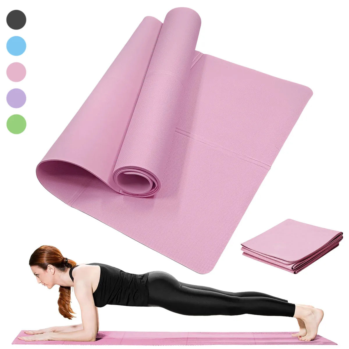 Non-Slip Yoga Mat, Pilates Exercise Mat 3/4/6mm, 173 x 61 cm EVA, Lightweight Travel Workout Mat for Home Gym, Women & Men