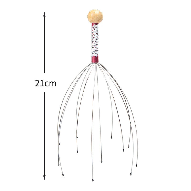 Octopus Scalp Head Massager, Manual Head Scratcher with Soft Rubber Tips, Portable Stress-Relief Massage Tool, 1 Pack