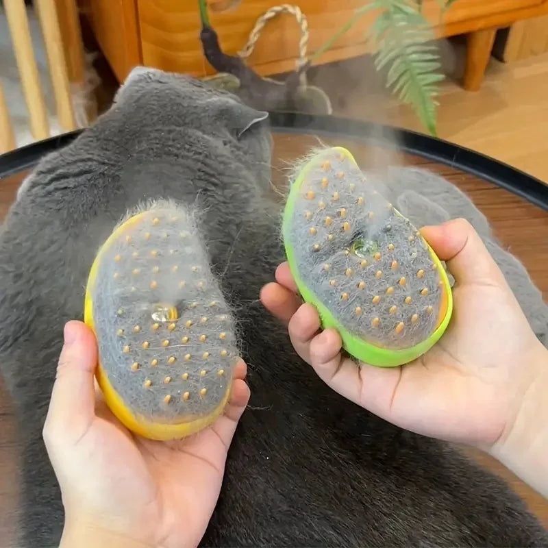 Steamy 3-in-1 Dog Steamer Brush & Cat Hair Brush, Electric Spray, Detangling Massage Grooming, Removes Tangles & Loose Hair