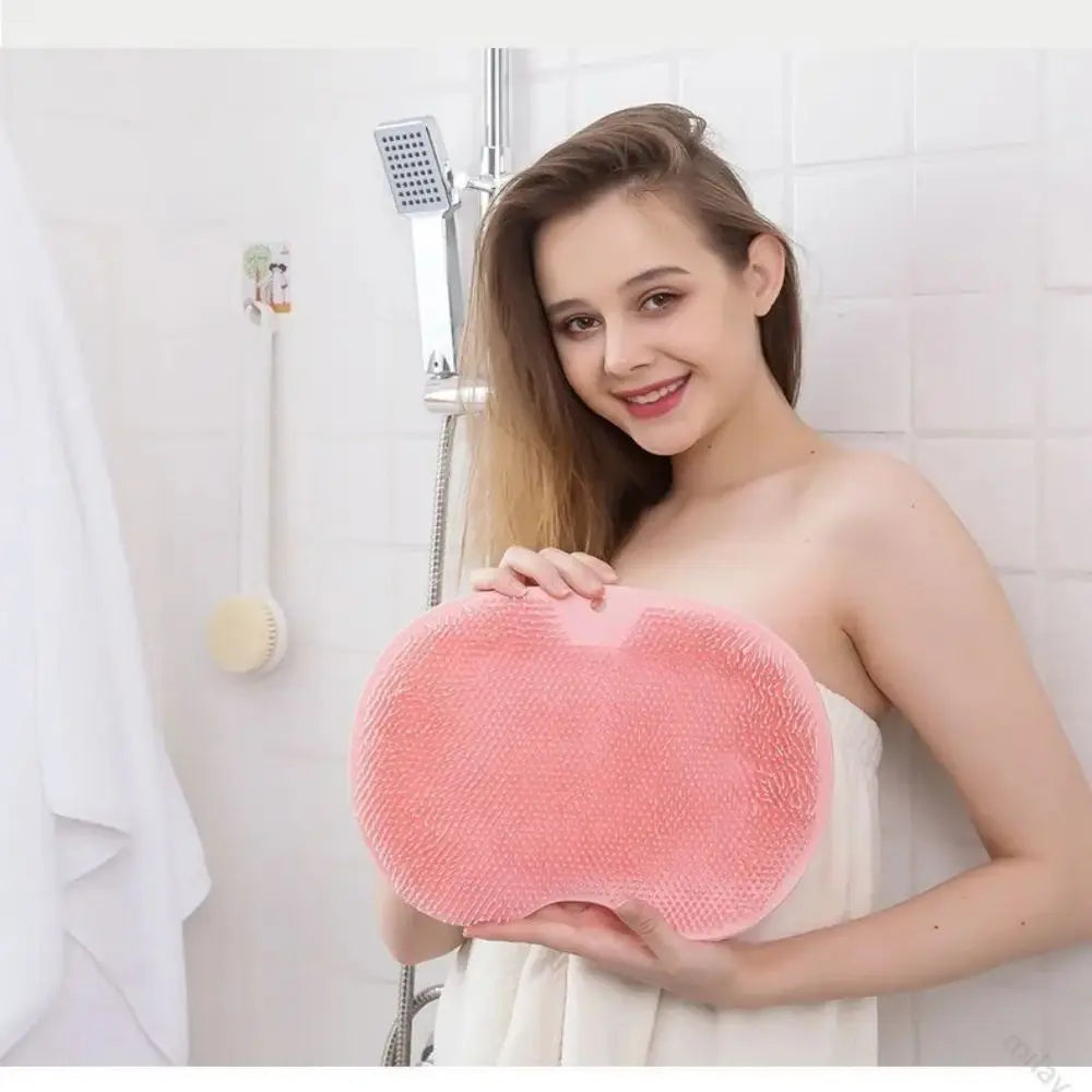 Exfoliating Shower Massage Scraper Bathroom Non-slip Bath Mat Back Massage Brush Silicone Foot Wash Body Cleaning Bathing Tool