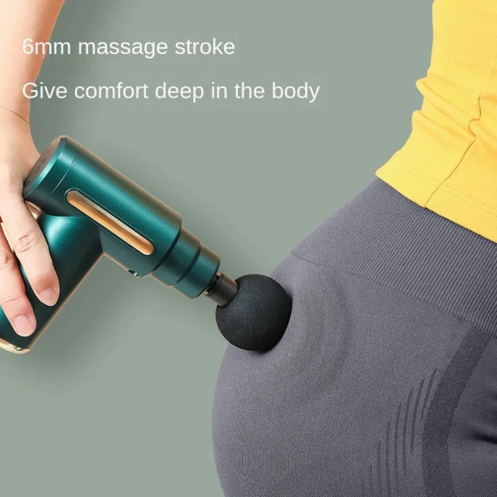 Mini Massage Gun, Deep Tissue Percussion Massager, Portable, LED Display, 6 Speeds, Quiet, Long Battery Life