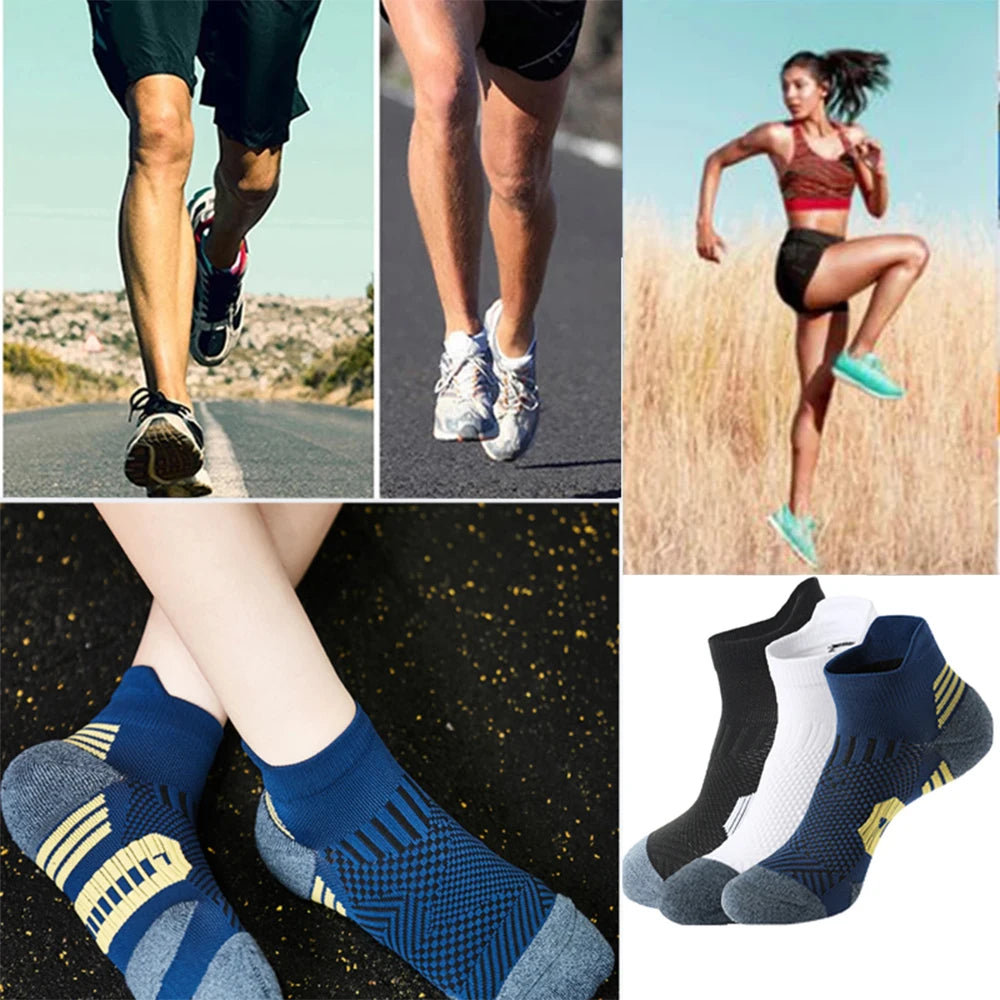 3 Pairs Non-Slip Sports Socks – Professional Quick-Dry Athletic Ankle Socks, Towel Cushion for Running, Training & Gym – Men & Women