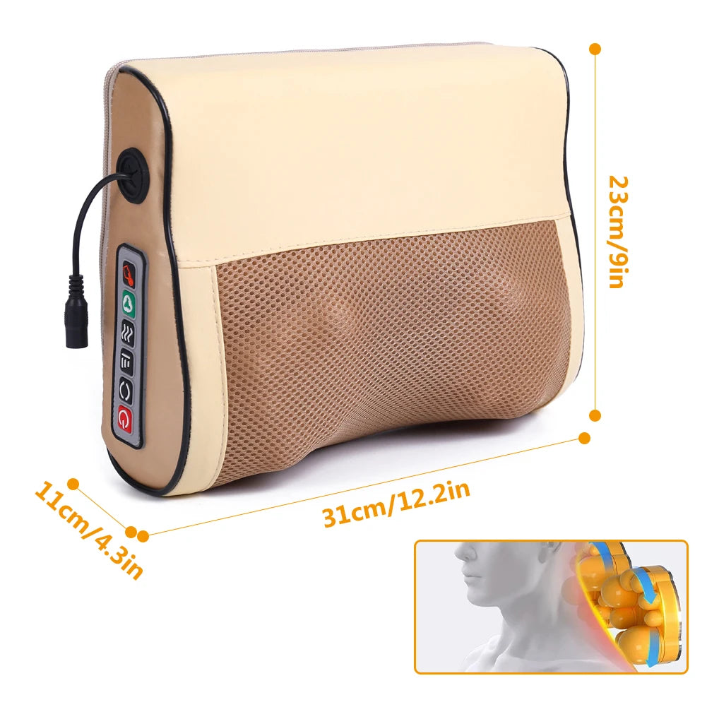 Electric Neck Massager Pillow Neck Massager Adjustable Deep Tissue Kneading Massage Pillow 3 Gear Multi-Function for Men Women