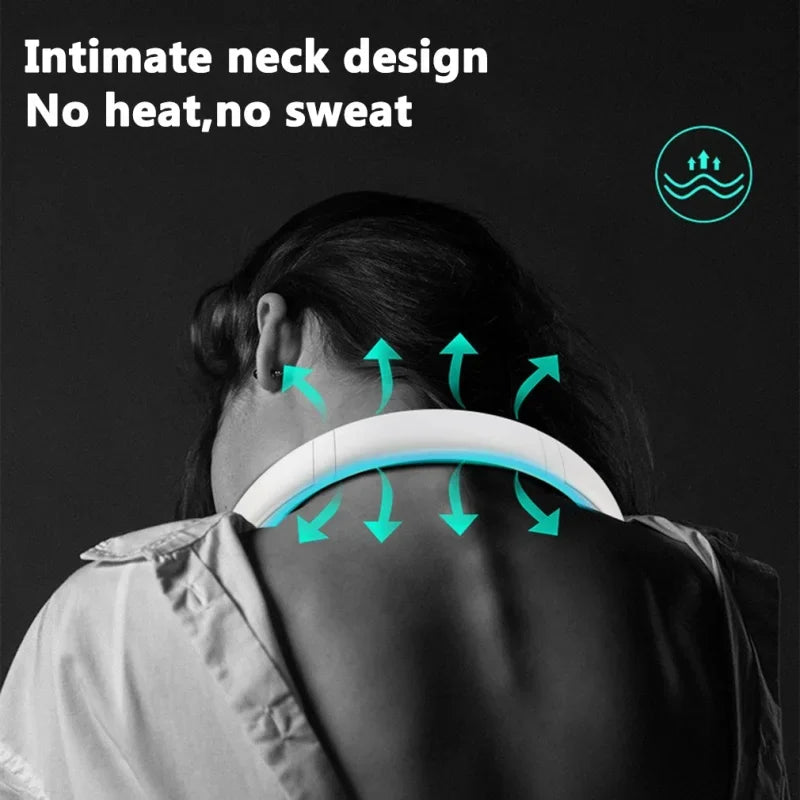Portable mini home summer air-cooled neck hanging fan for outdoor sports, running, travel without blades, wearable USB