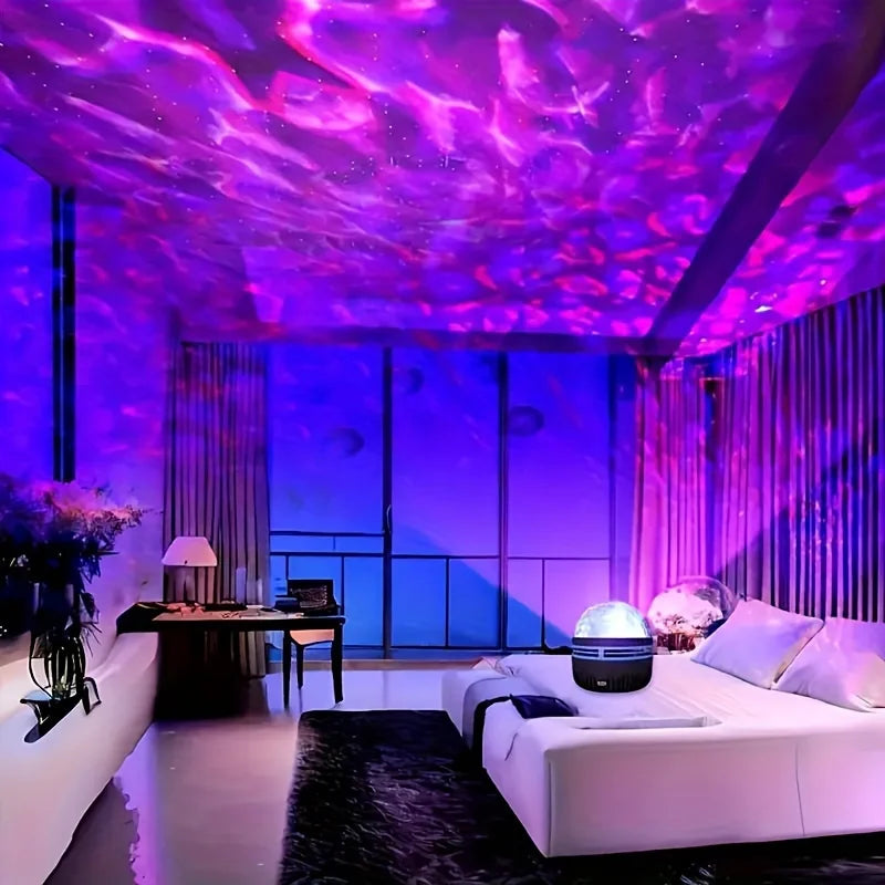 Galaxy Projector Night Light, LED Star & Ocean Wave Projector with Remote, RGB Colors, Auto-Rotate, USB Powered Ceiling Starlight for Bedroom, Kids, Nursery & Home Decor