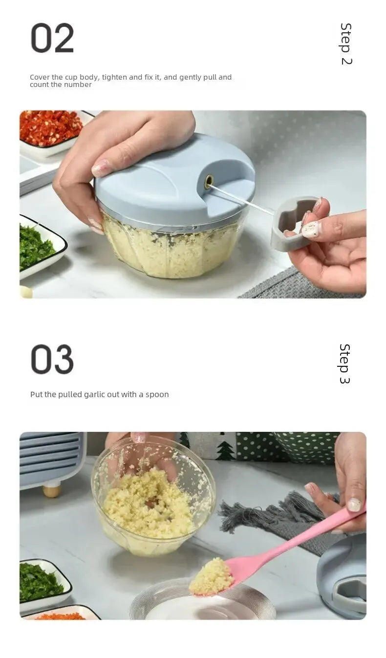 Manual Ginger Garlic Chopper & Press, Handheld Vegetable Cutter, Mini Meat Grinder, Multifunction Food Processor for Kitchen