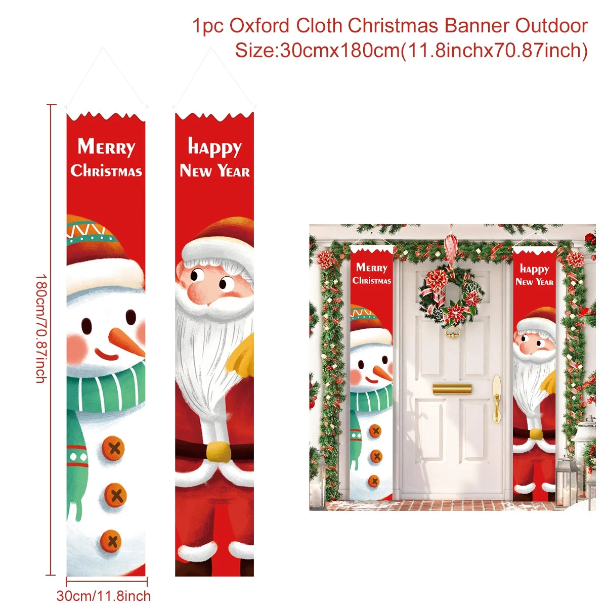 Christmas Santa Claus Snowman Door Couplet Merry Christmas Decoration for Home 2025 Elk Door Banner Navidad Natal New Year 2026