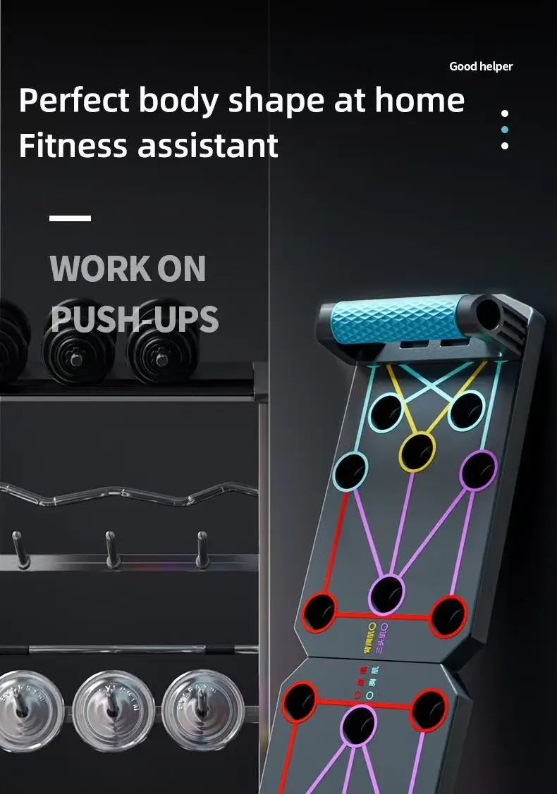 Folding Push-Up Board, Portable Multi-Function Push-Up System for Full Body Workout, Muscle Training, Core & Abdominal Strength Fitness Equipment