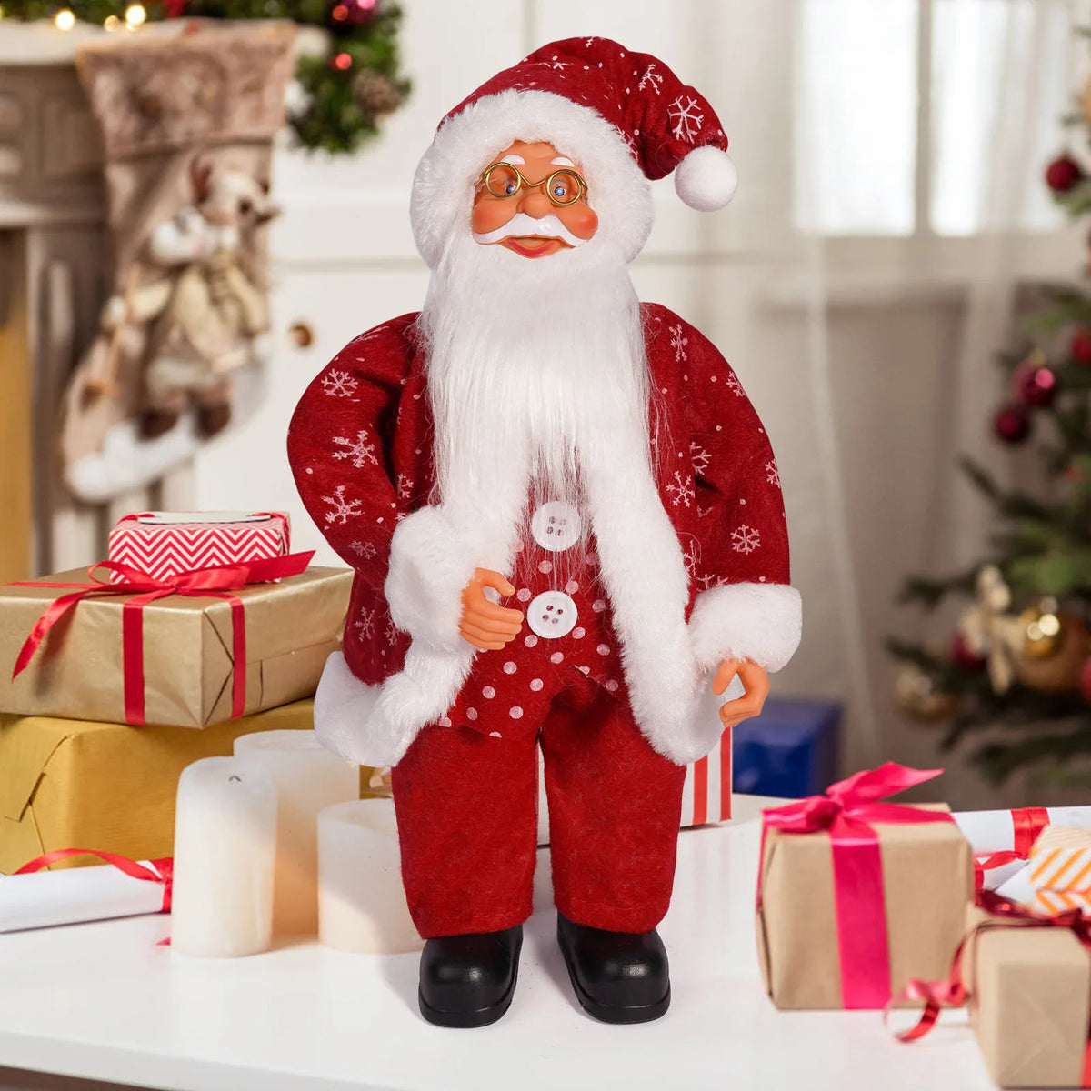 Christmas 12 Inch Santa Claus Cute Creative Holiday Decoration Desktop Novelty Toy Cartoon Doll Standing Posture Mascot