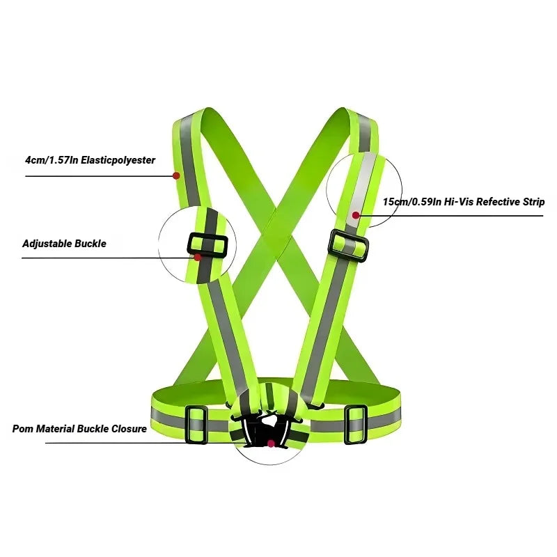 Reflective Safety Vest High Visibility, Lightweight Adjustable Elastic Straps for Running, Cycling, Walking, Traffic