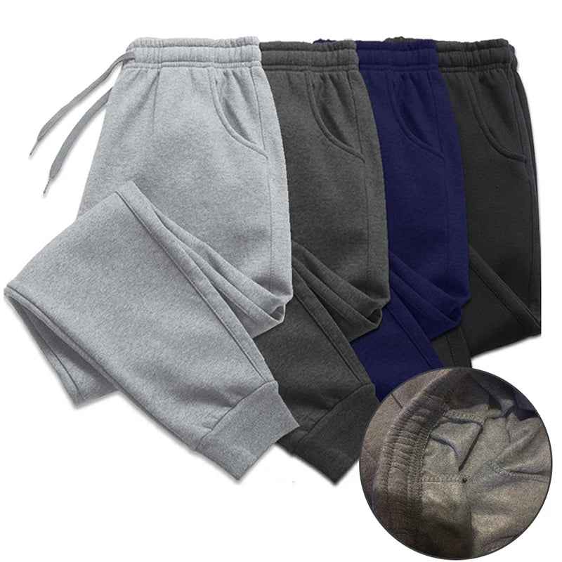 Men's Casual Jogger Sweatpants, Athletic Gym Running Workout Trousers, Ankle-Length, Midweight Knit Polyester, Zipper Fly