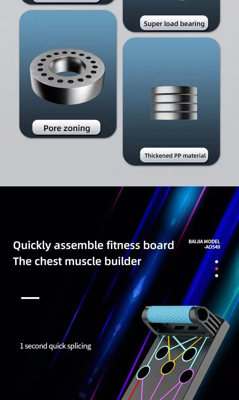Folding Push-Up Board, Portable Multi-Function Push-Up System for Full Body Workout, Muscle Training, Core & Abdominal Strength Fitness Equipment