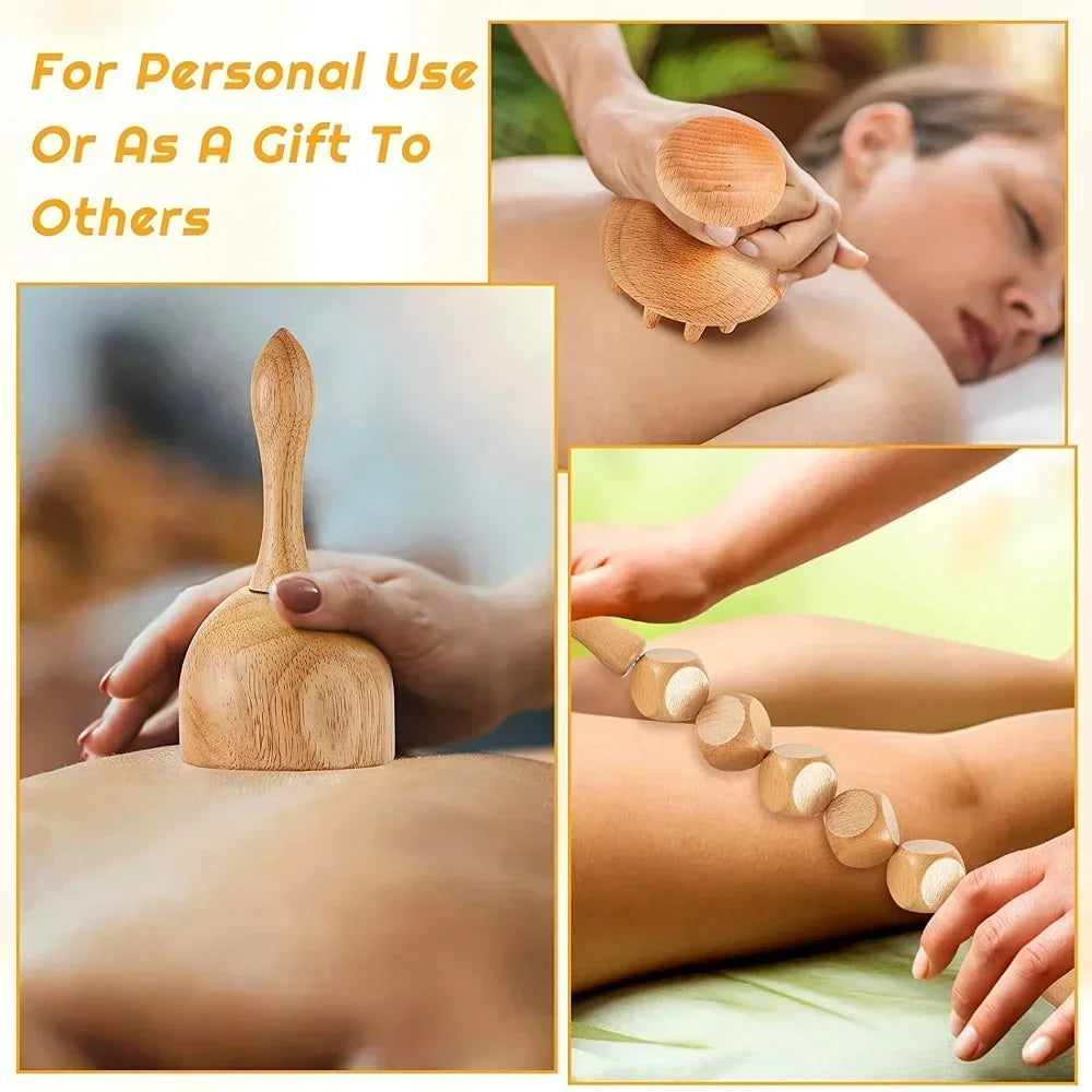Wooden Lymphatic Drainage Massage Tool – Anti-Cellulite Body Shaping Massager for Muscle Relief, Gua Sha Therapy & Beauty Spa Treatments